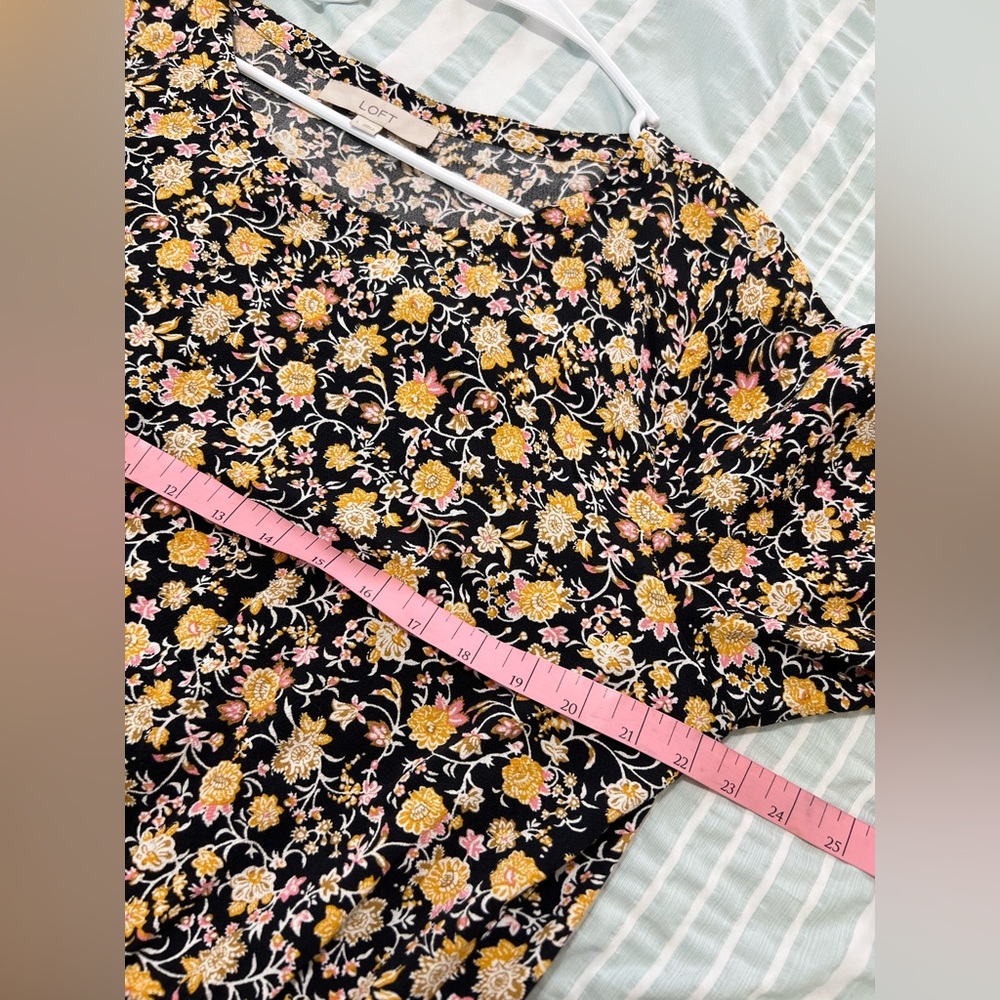 LOFT Floral Black and Yellow Dress - Picture 6 of 12